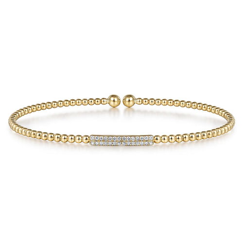 14K Yellow Gold Bujukan Bead Cuff Bracelet with Diamonds