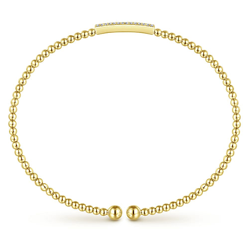 14K Yellow Gold Bujukan Bead Cuff Bracelet with Diamonds