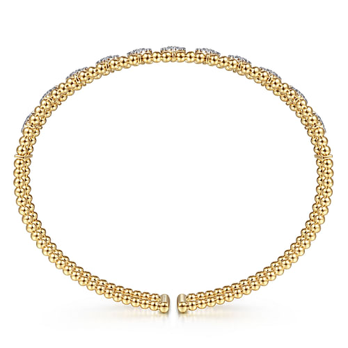 14K Yellow Gold Bujukan Bead Cuff Bracelet with Pavé Diamond Connectors