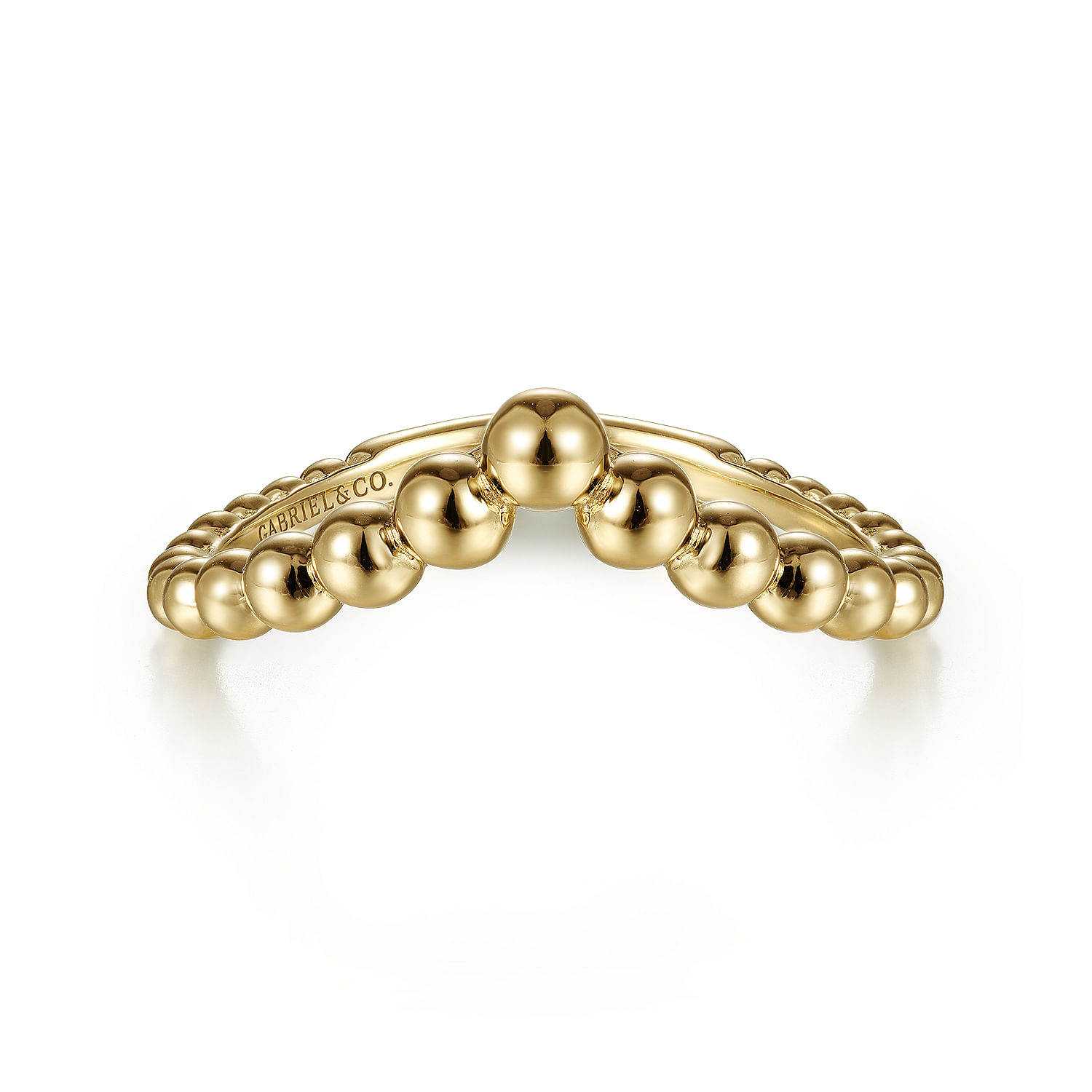 14K Yellow Gold Bujukan Bead Curved Ring