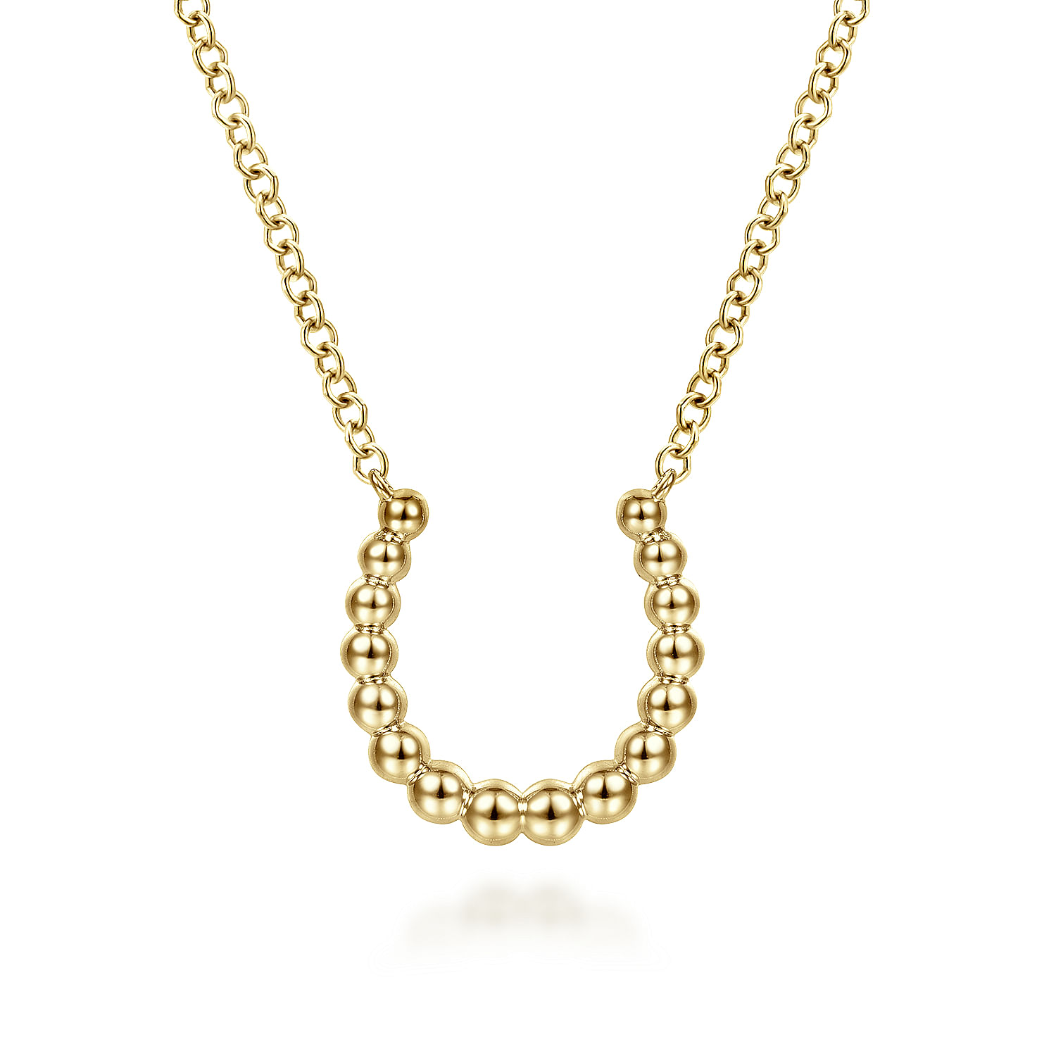 14K Yellow Gold Bujukan Bead Horseshoe Necklace