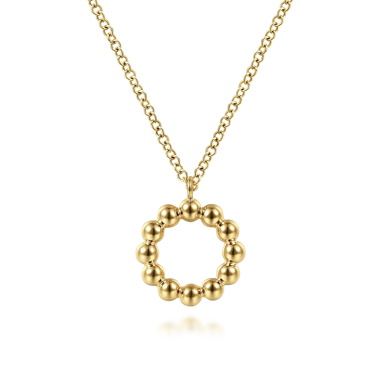 14K Yellow Gold Bujukan Bead Open Circle Pendant Necklace