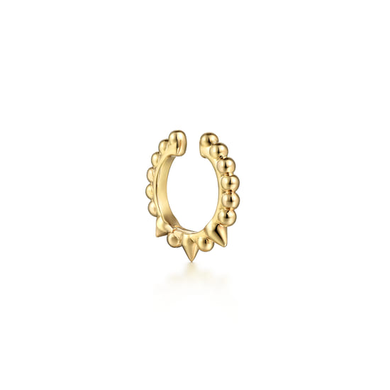 14K Yellow Gold Bujukan Bead Single Ear Cuff Earring angle 2