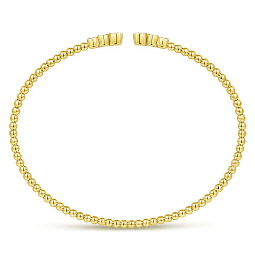 14K Yellow Gold Bujukan Bead Split Cuff Bracelet with Bezel Set Diamonds