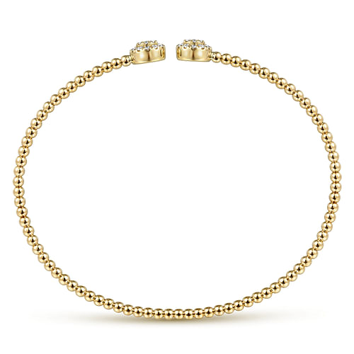 14K Yellow Gold Bujukan Bead Split Cuff Bracelet with Round Pavé Diamond Discs