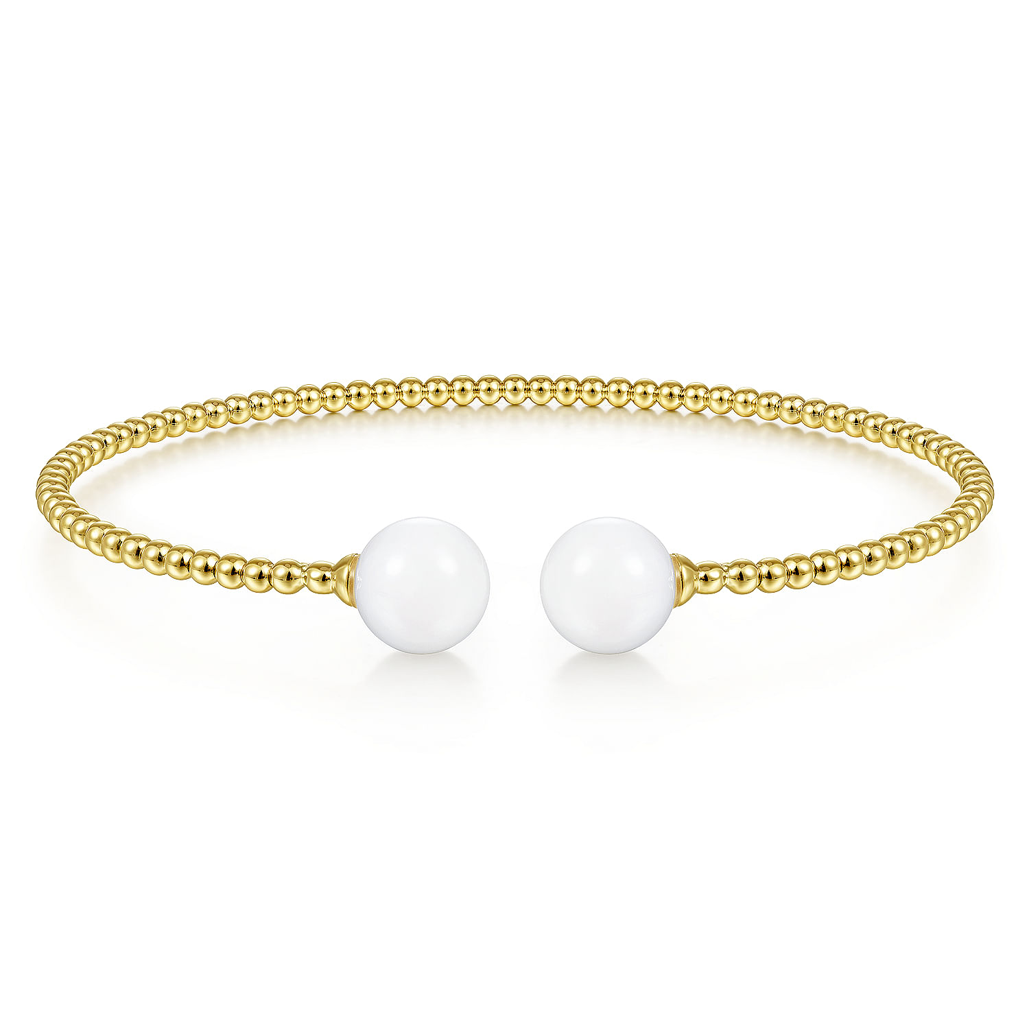 14K Yellow Gold Bujukan Bead Split Cuff Bracelet with Yellow Agate Beads