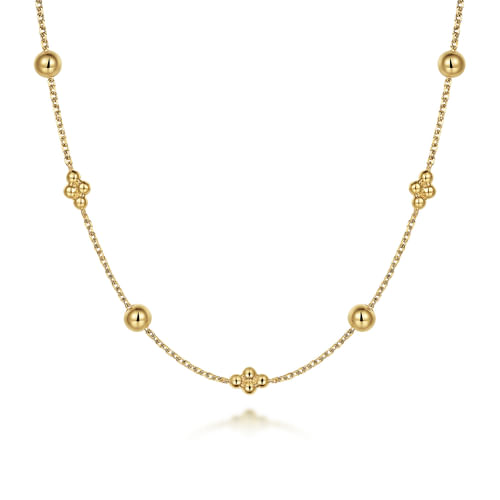 14K Yellow Gold Bujukan Bead Station Necklace