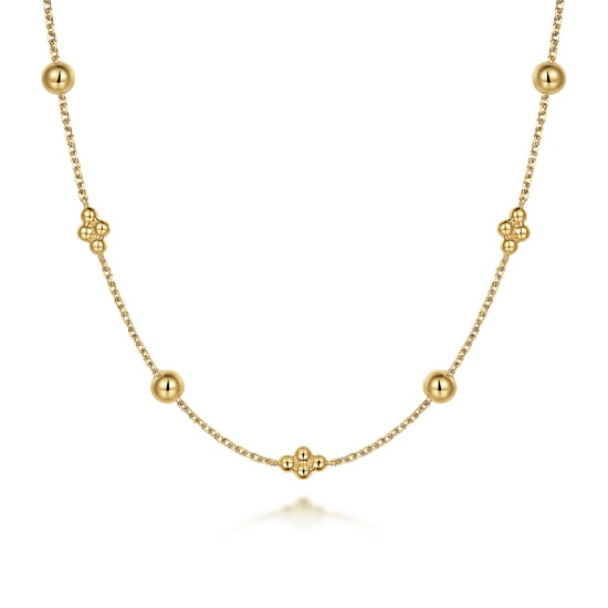 Gabriel - 14K Yellow Gold Bujukan Bead Station Necklace