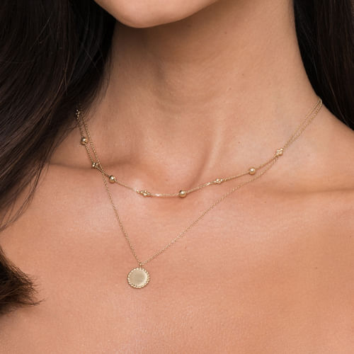 14K Yellow Gold Bujukan Bead Station Necklace