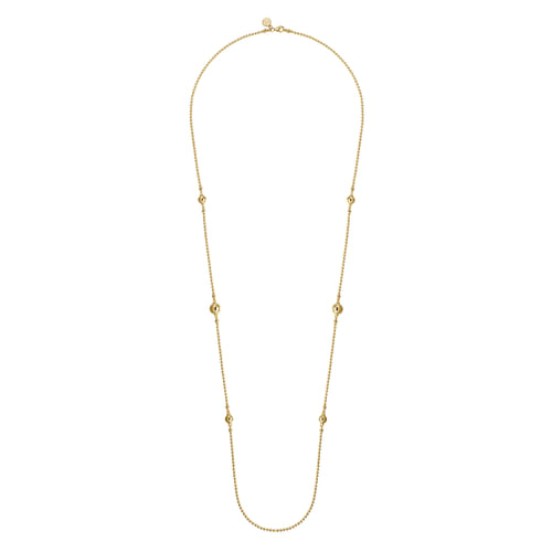 14K Yellow Gold Bujukan Bead Station Necklace