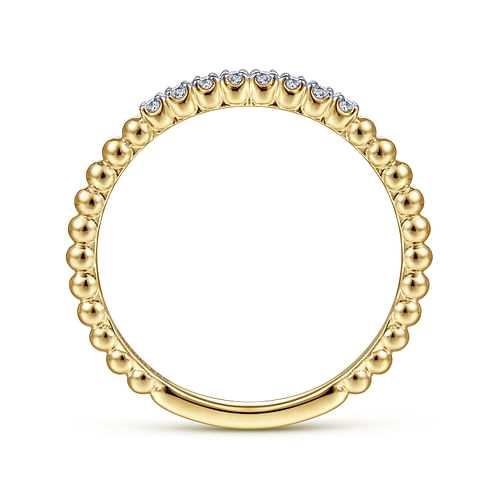 14K Yellow Gold Bujukan Bead and Diamond Stackable Ring