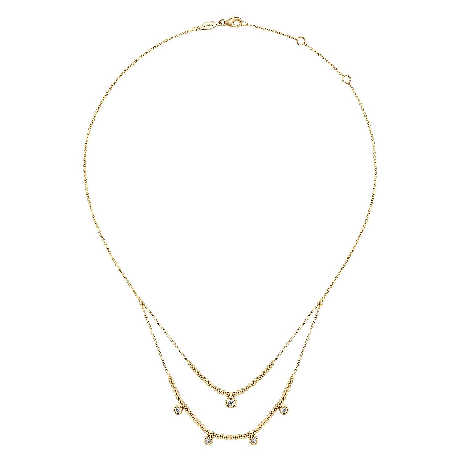 14K Yellow Gold Bujukan Bead and Diamond Two-Row Necklace