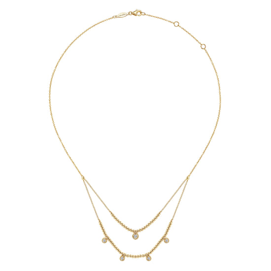 14K Yellow Gold Bujukan Bead and Diamond Two-Row Necklace angle 2