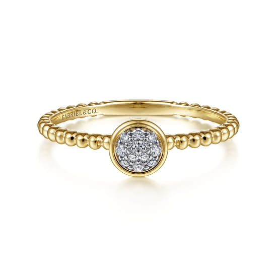 14K Yellow Gold Bujukan Beaded Diamond Cluster Promise Ring