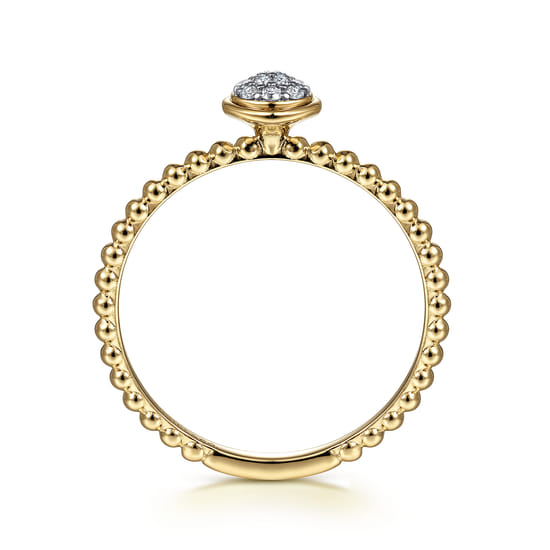 14K Yellow Gold Bujukan Beaded Diamond Cluster Promise Ring angle 2
