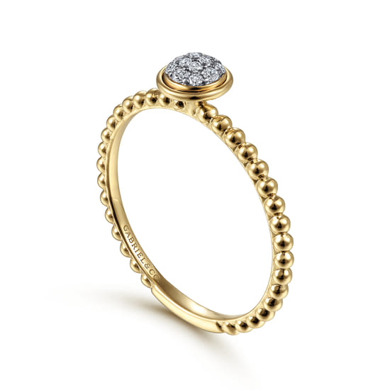 14K Yellow Gold Bujukan Beaded Diamond Cluster Promise Ring angle 3