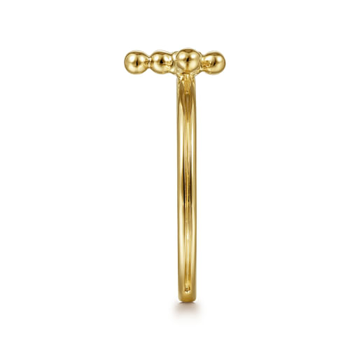 14K Yellow Gold Bujukan Beaded Diamond Cross Ring