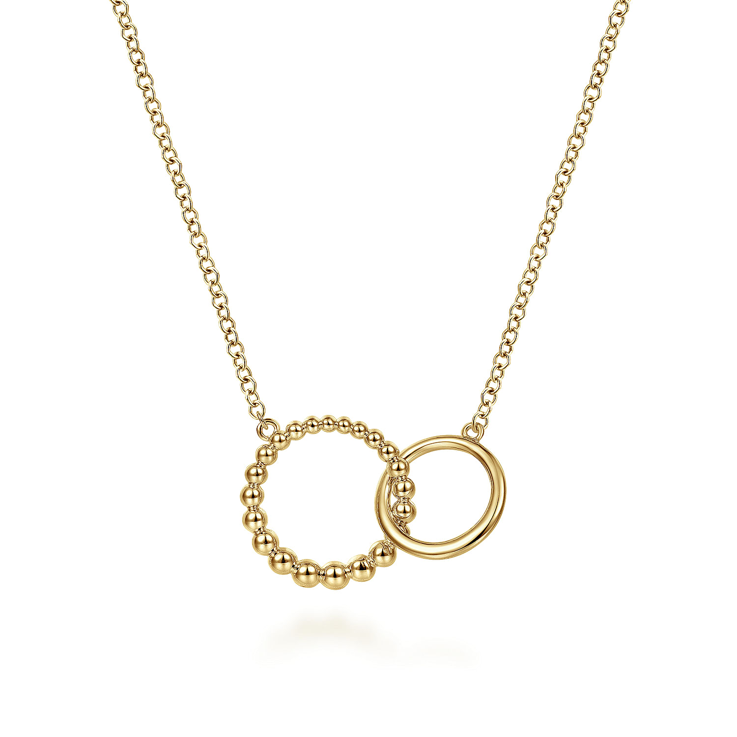 14K Yellow Gold Bujukan Beaded Double Circle Necklace