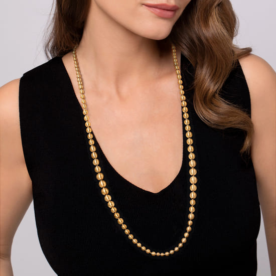 14K Yellow Gold Bujukan Beads Chain Necklace angle 3