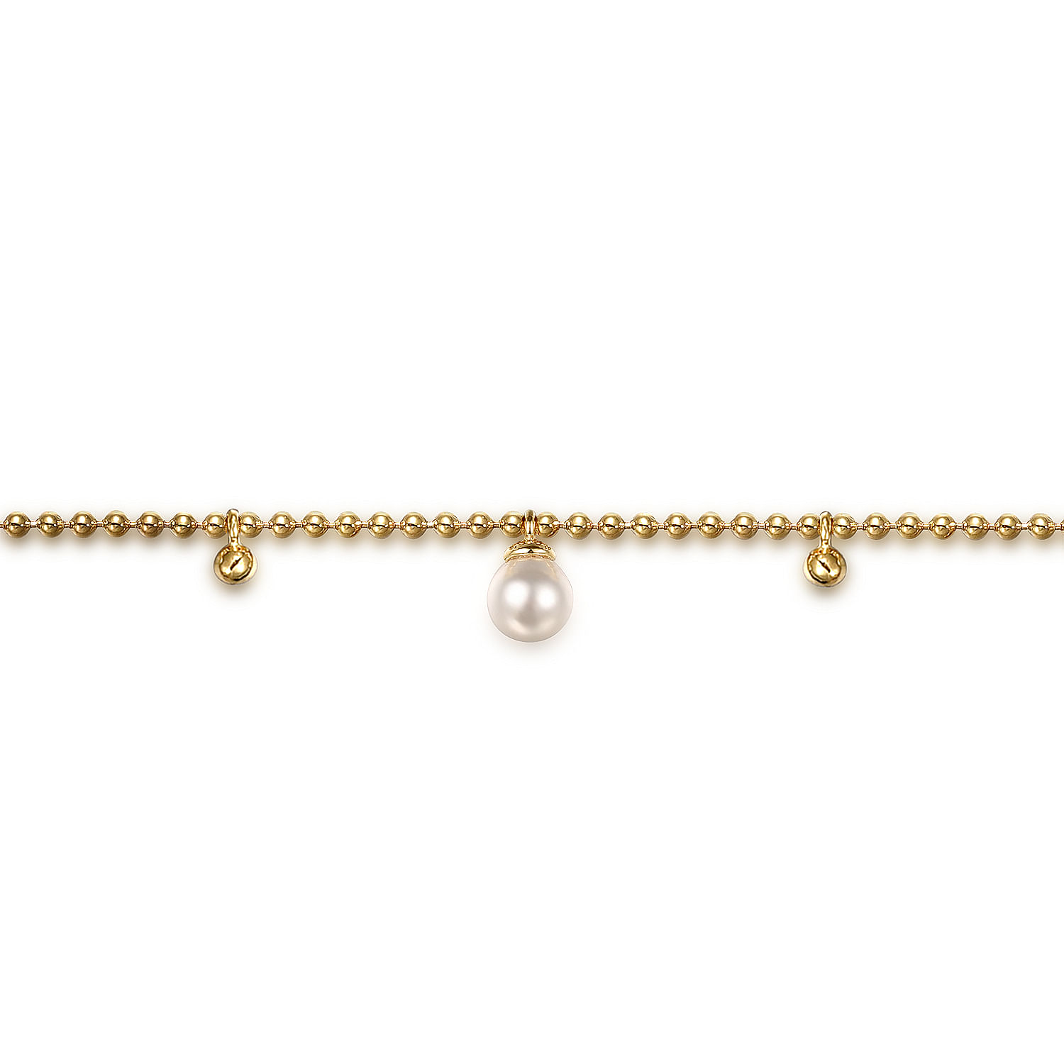 14K Yellow Gold Bujukan Beads and Pearl Droplet Bracelet