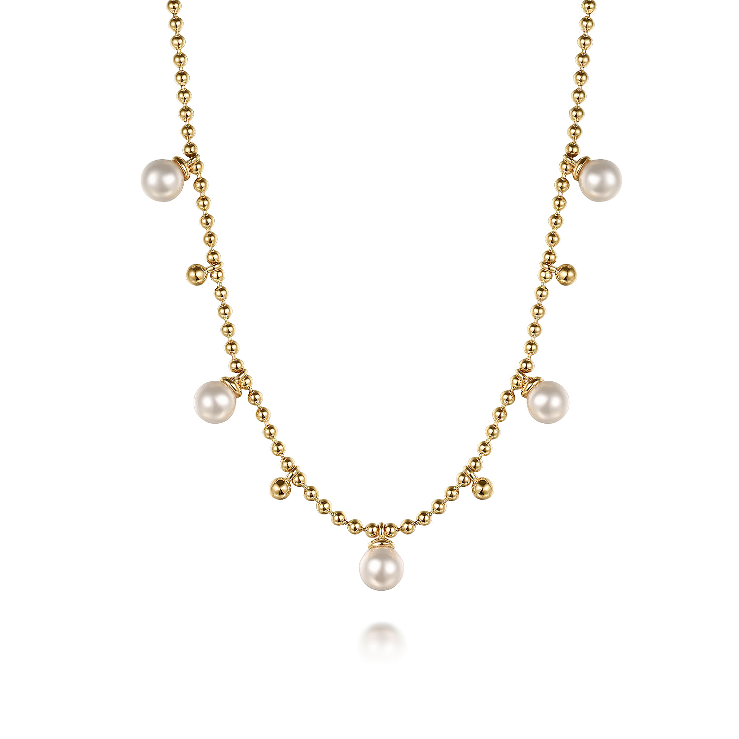 Gabriel - 14K Yellow Gold Bujukan Beads and Pearl Droplet Necklace