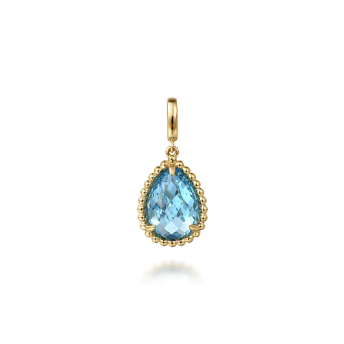 14K Yellow Gold Bujukan Blue Topaz Charm