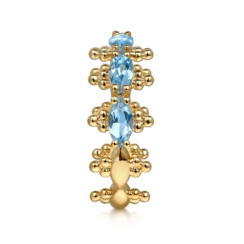14K Yellow Gold Bujukan Blue Topaz Fashion Ring