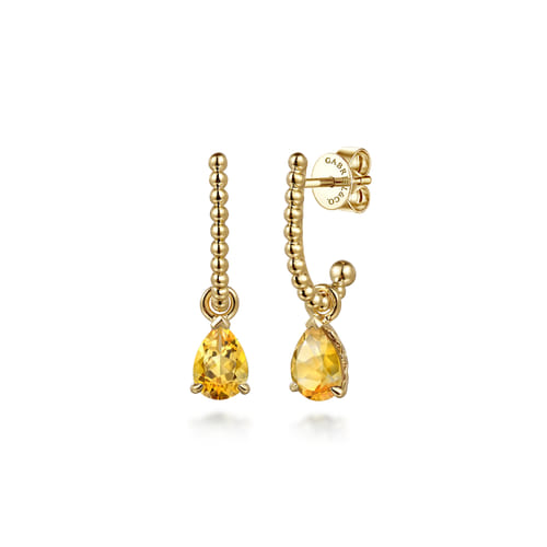 14K Yellow Gold Bujukan Citrine J Hoop Earrings
