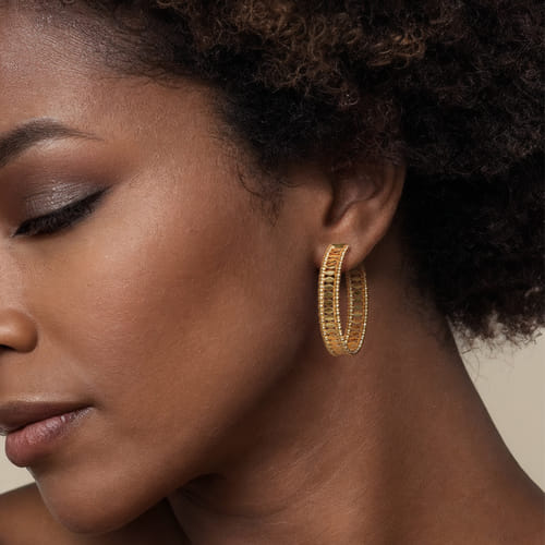 14K Yellow Gold Bujukan Classic Hoop Earrings in 40mm 14K Yellow Gold Bujukan Classic Hoop Earrings in 40mm