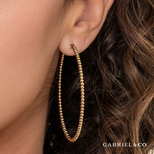 14K Yellow Gold Bujukan Classic Hoop Earrings in size 60mm