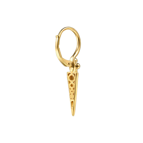 14K Yellow Gold Bujukan Clover and Triangle Pyramid Leverback Drop Earrings