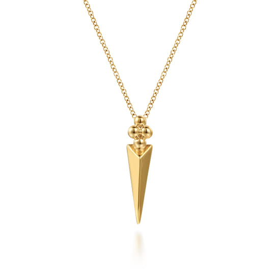 Gabriel - 14K Yellow Gold Bujukan Clover and Triangle Pyramid Pendant Necklace Gabriel - 14K Yellow Gold Bujukan Clover and Triangle Pyramid Pendant Necklace