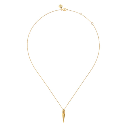 14K Yellow Gold Bujukan Clover and Triangle Pyramid Pendant Necklace