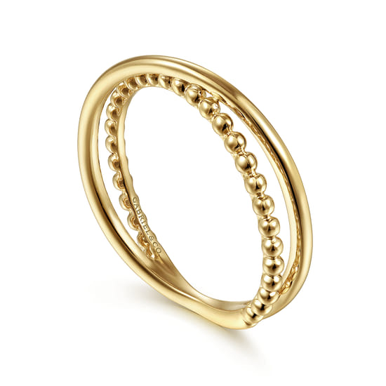 14K Yellow Gold Bujukan Criss Cross Ring angle 3 14K Yellow Gold Bujukan Criss Cross Ring angle 3
