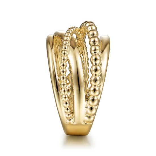 14K Yellow Gold Bujukan Criss Cross Ring angle 4 14K Yellow Gold Bujukan Criss Cross Ring angle 4
