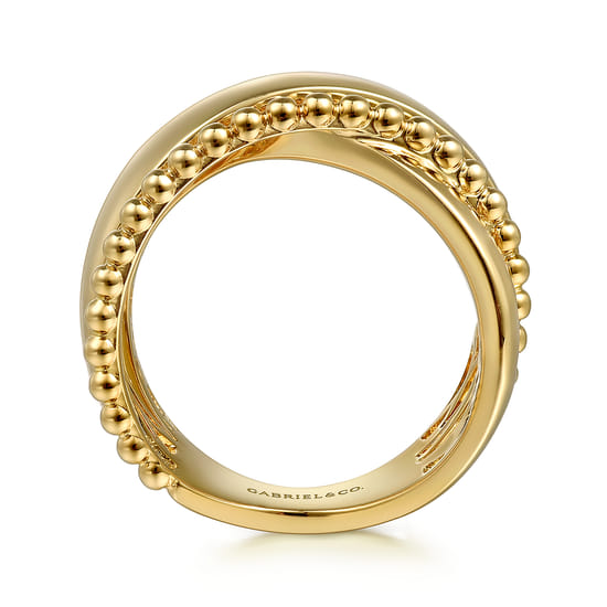 14K Yellow Gold Bujukan Criss Cross Ring angle 2 14K Yellow Gold Bujukan Criss Cross Ring angle 2
