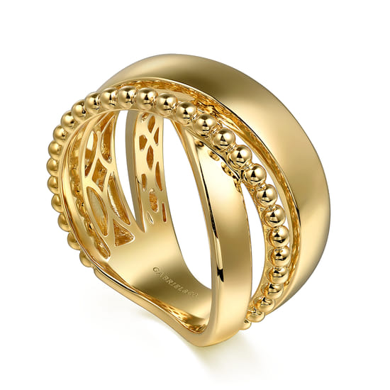 14K Yellow Gold Bujukan Criss Cross Ring angle 3 14K Yellow Gold Bujukan Criss Cross Ring angle 3