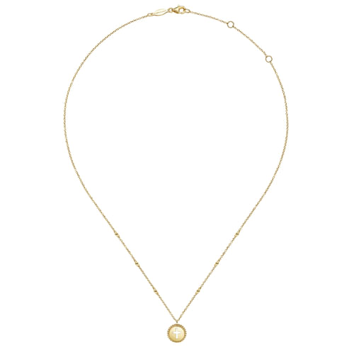 14K Yellow Gold Bujukan Cross Pendant Necklace 