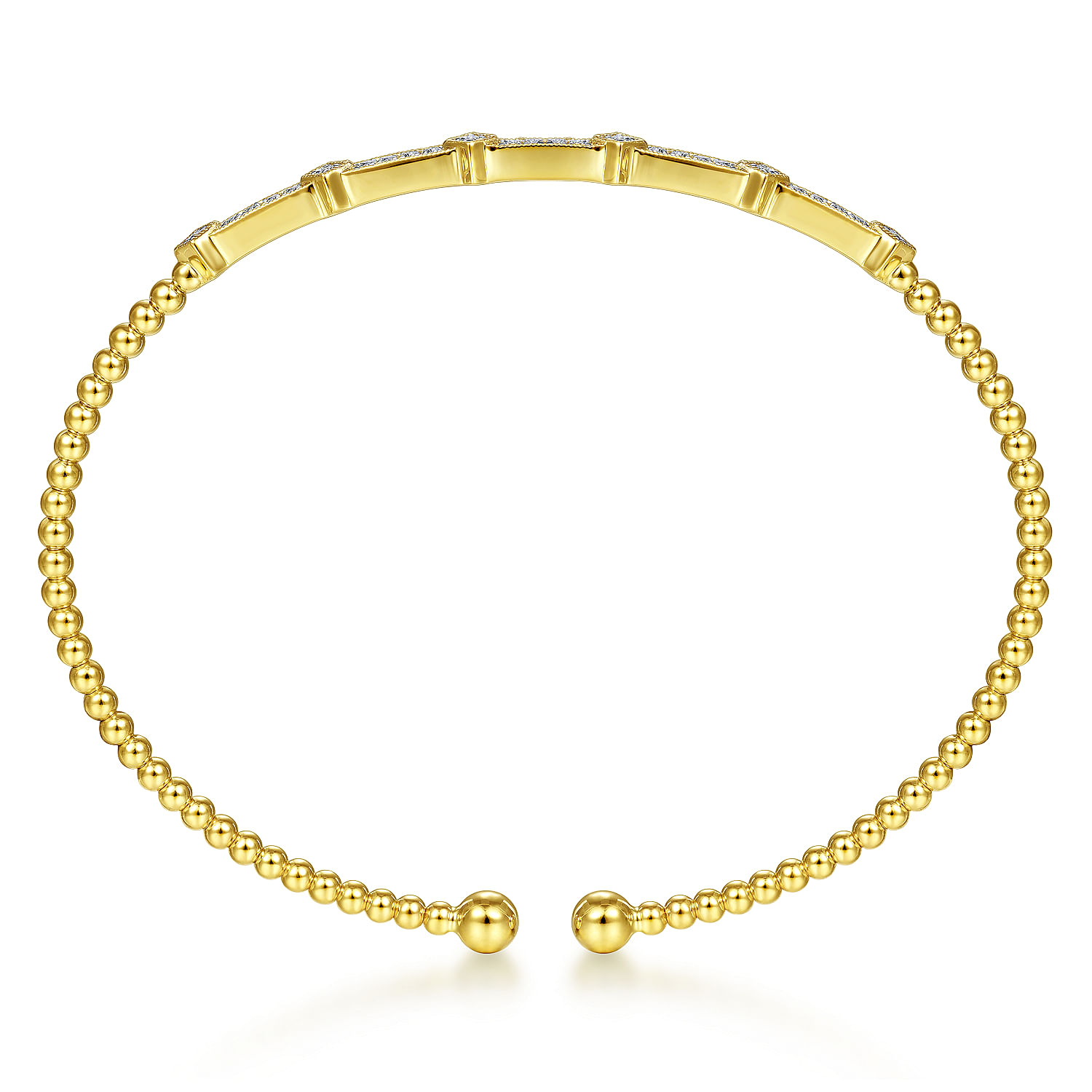 14K Yellow Gold Bujukan Cuff Bracelet with Diamonds