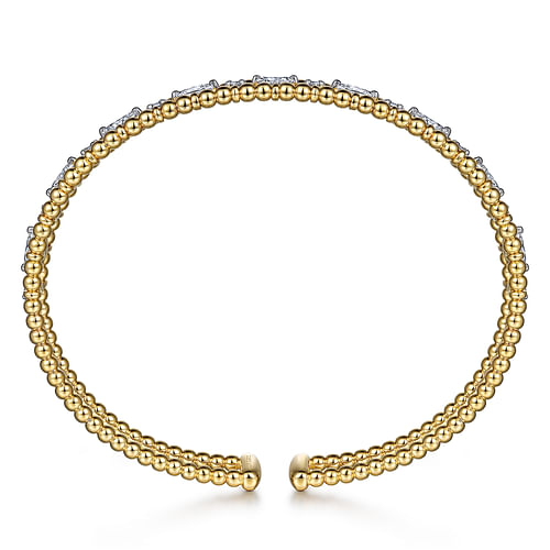 14K Yellow Gold Bujukan Cuff Bracelet with Marquise and Round Diamonds