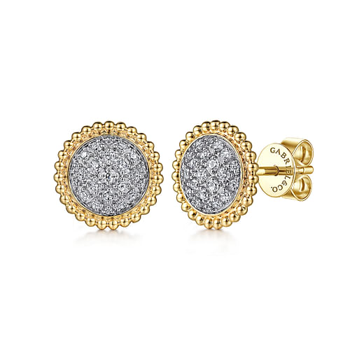 14K Yellow Gold Bujukan Diamond  Stud Earrings