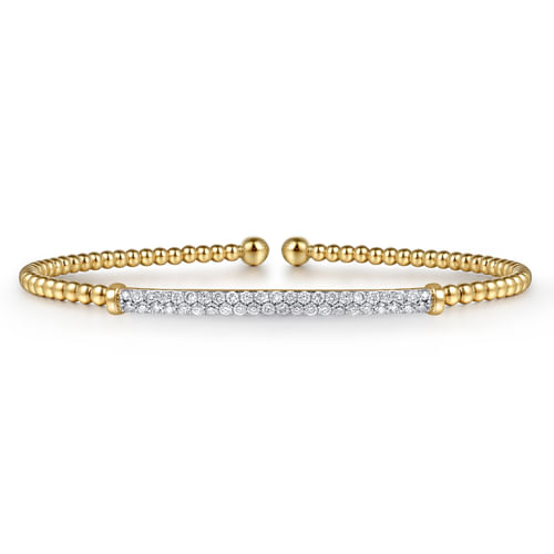 14K Yellow Gold Bujukan Diamond Bar Split Bangle