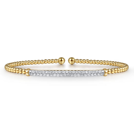 Gabriel - 14K Yellow Gold Bujukan Diamond Bar Split Bangle
