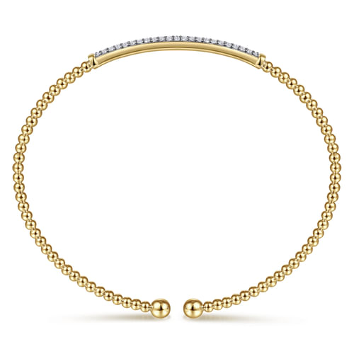 14K Yellow Gold Bujukan Diamond Bar Split Bangle