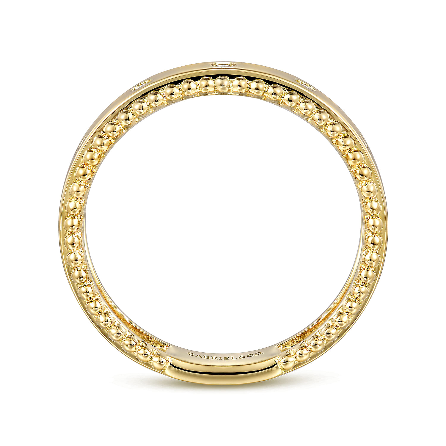 14K Yellow Gold Bujukan Diamond Bezel Wide Stackable Ladies Ring