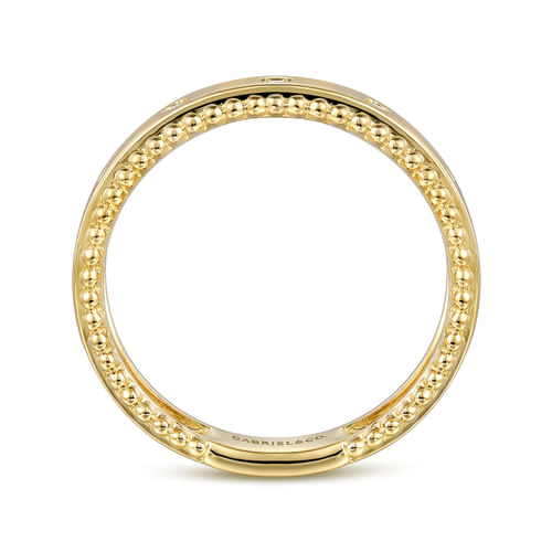 14K Yellow Gold Bujukan Diamond Bezel Wide Stackable Ladies Ring