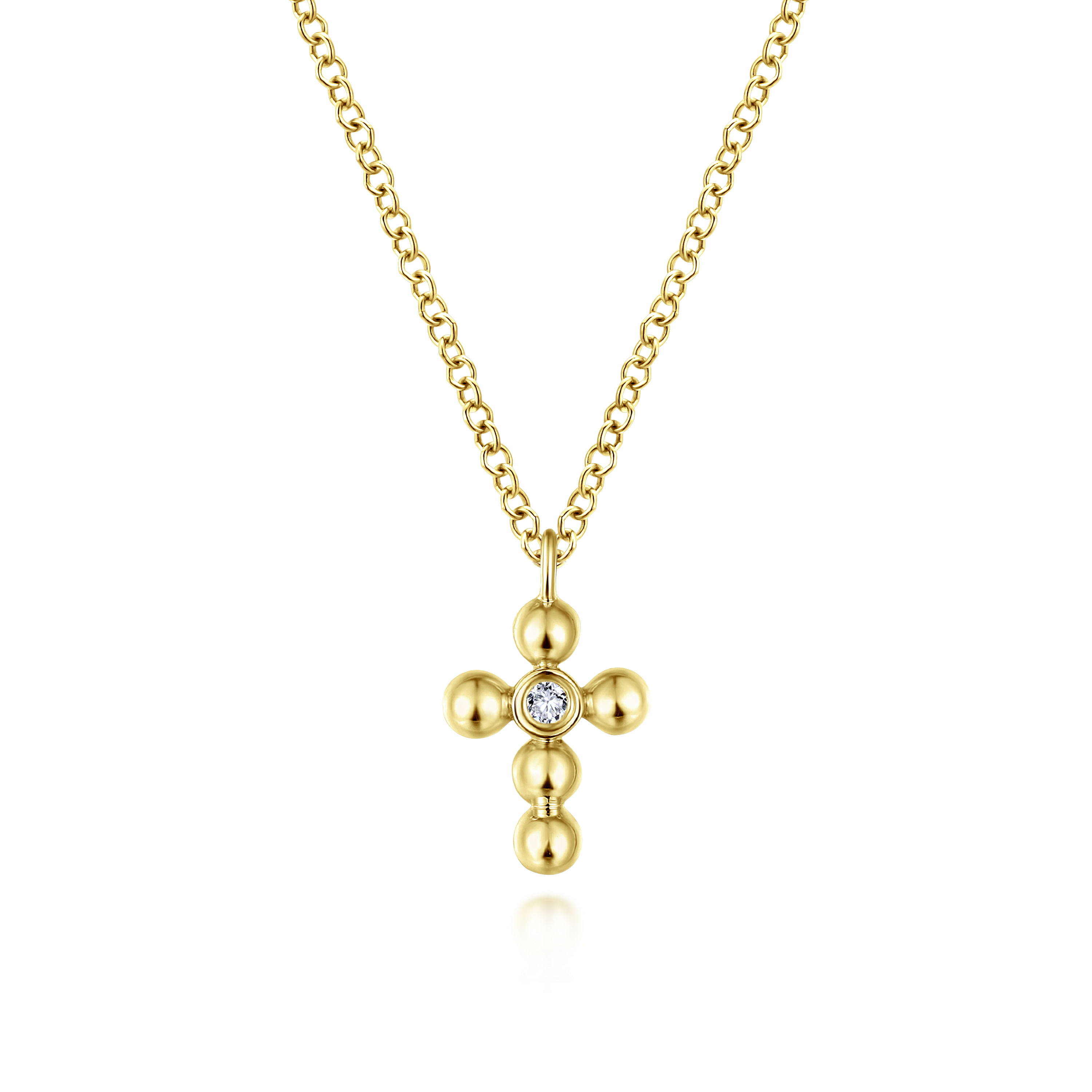 Gabriel - 14K Yellow Gold Bujukan Diamond Cross Pendant Necklace