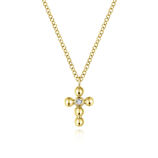 Gabriel - 14K Yellow Gold Bujukan Diamond Cross Pendant Necklace