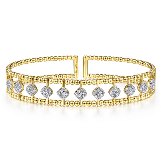 Gabriel - 14K Yellow Gold Bujukan Diamond Cuff Bangle