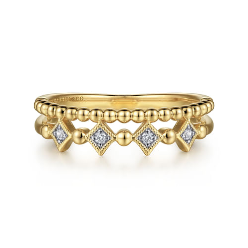 14K Yellow Gold Bujukan Diamond Easy Stackable Ring